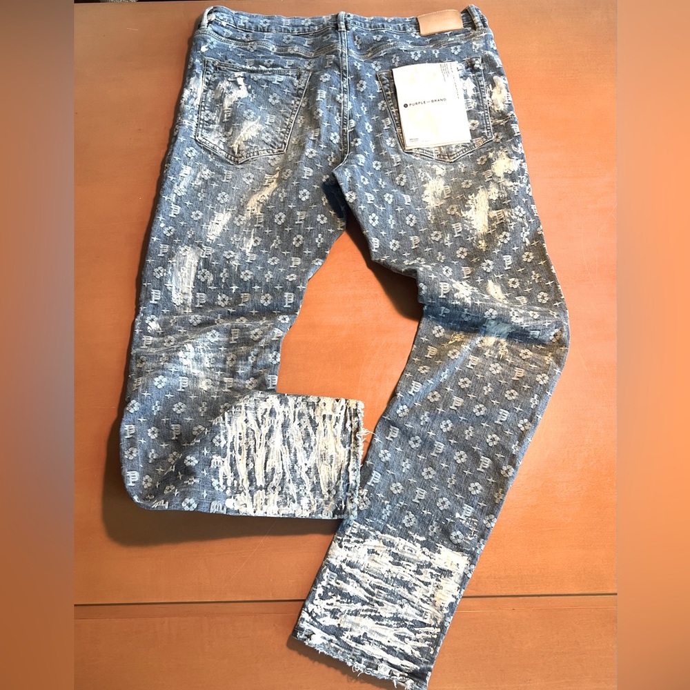 Purple - waxed printed pattern jeans